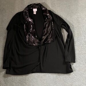 SMITH Black Sequin Collar Top